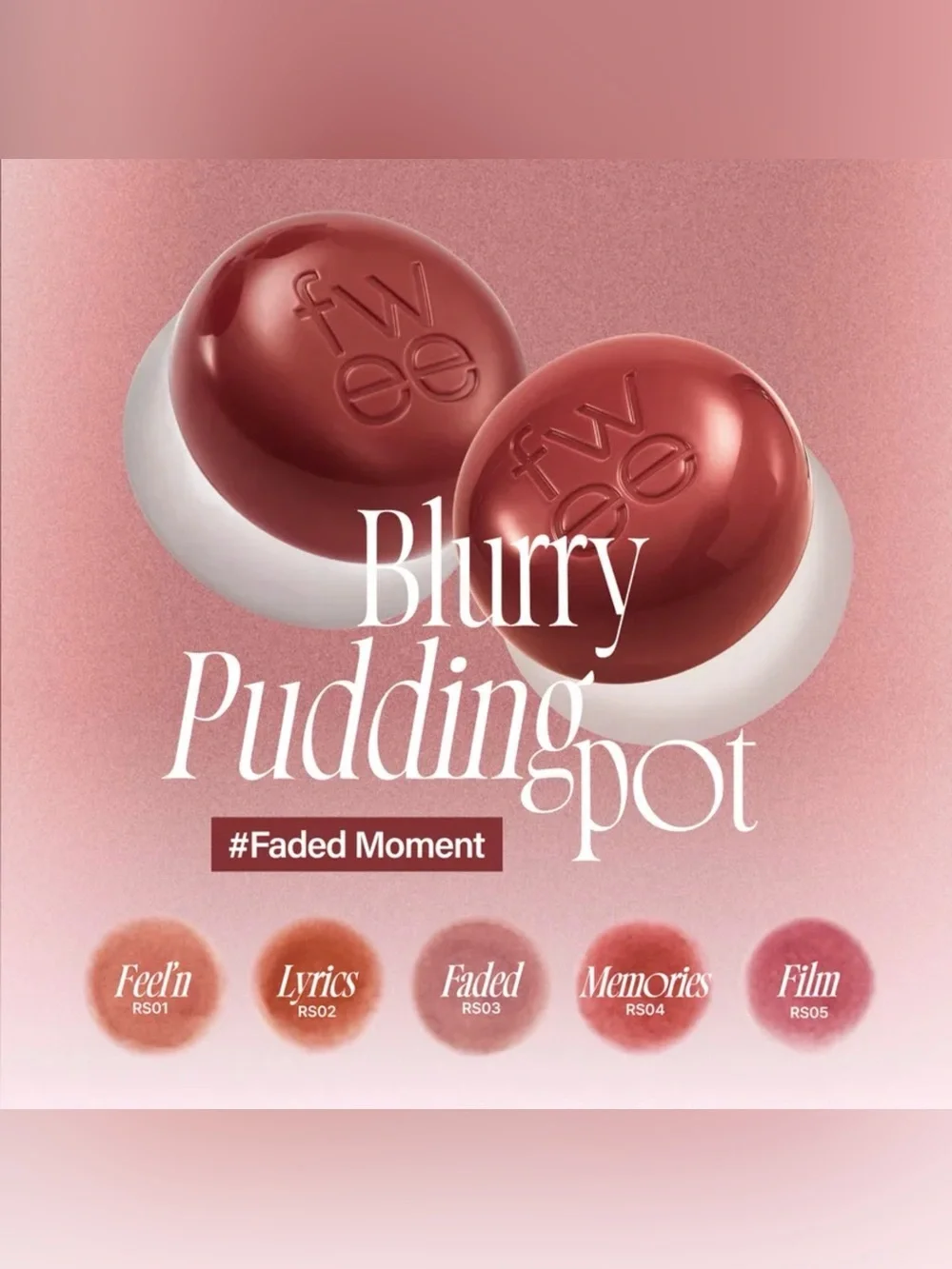 Fwee Faded Lip & Cheek Blurry Pudding Pot- dusty rose, cool undertone, rose tone